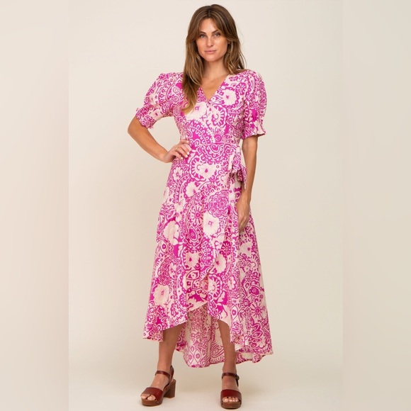 Umgee NWT highlow floral tiered wrap midi dress romantic feminine boho Datenight - Picture 1 of 9